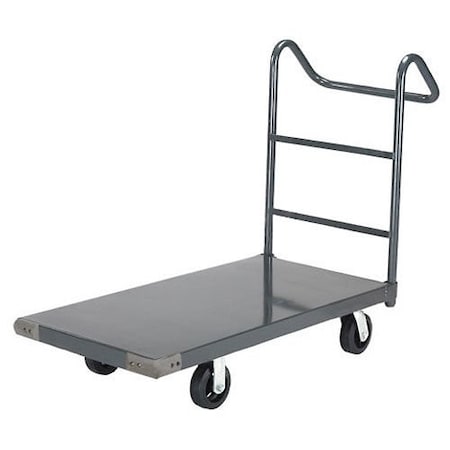 Global Industrial Platform Truck w/Steel Deck, 6 Rubber Casters with Ergo Handle, 72 x 36, 2000 Lb. Capacity 952129E